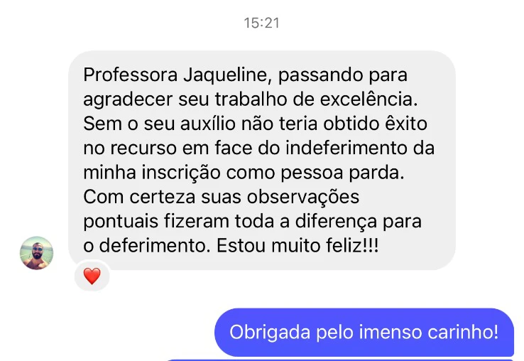 Depoimento de candidata aprovada no recurso de heteroidentificação